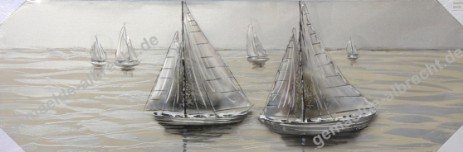 Original auf Leinwand 150x50cm (Boot mit Metallsegel Motiv II )