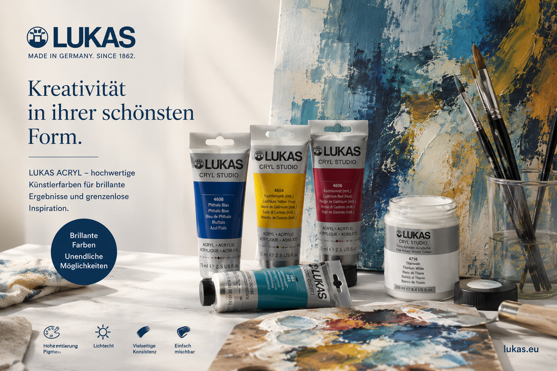 Bunte Acrylfarbtuben auf einer Palette