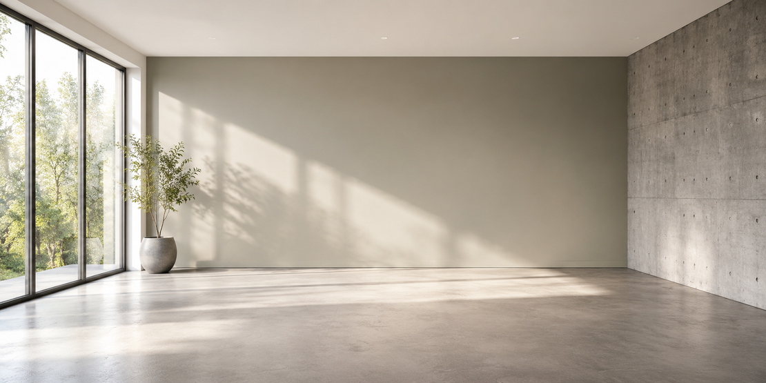 Modernes Wohnzimmer schlichten Wänden